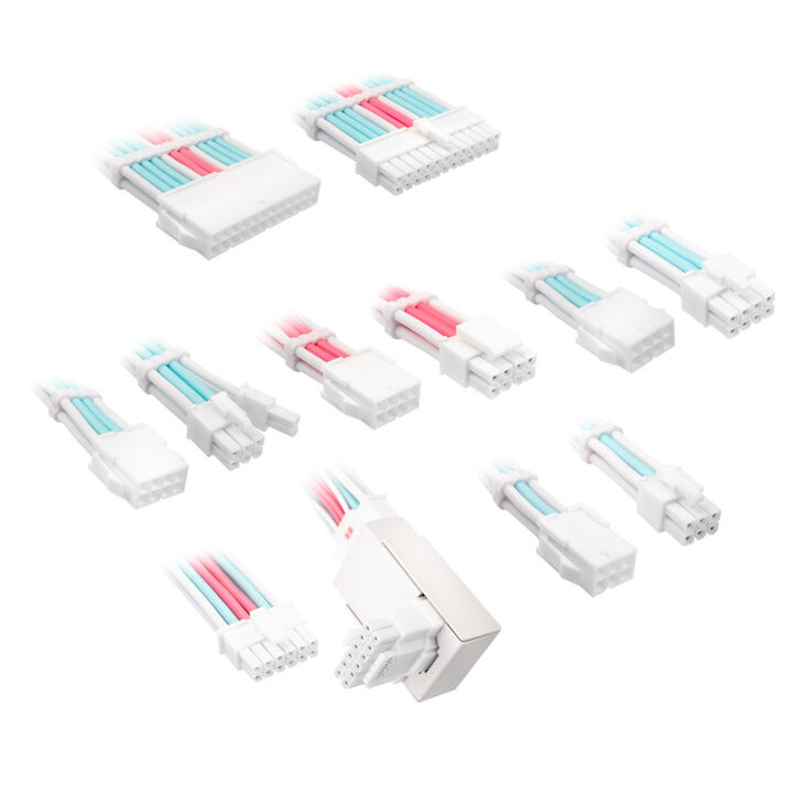 Kolink Core Pro Braided Cable Extension Kit 12V-2x6 Typ 1 - Brilliant White/Neon Blue/Pure Pink image number 0