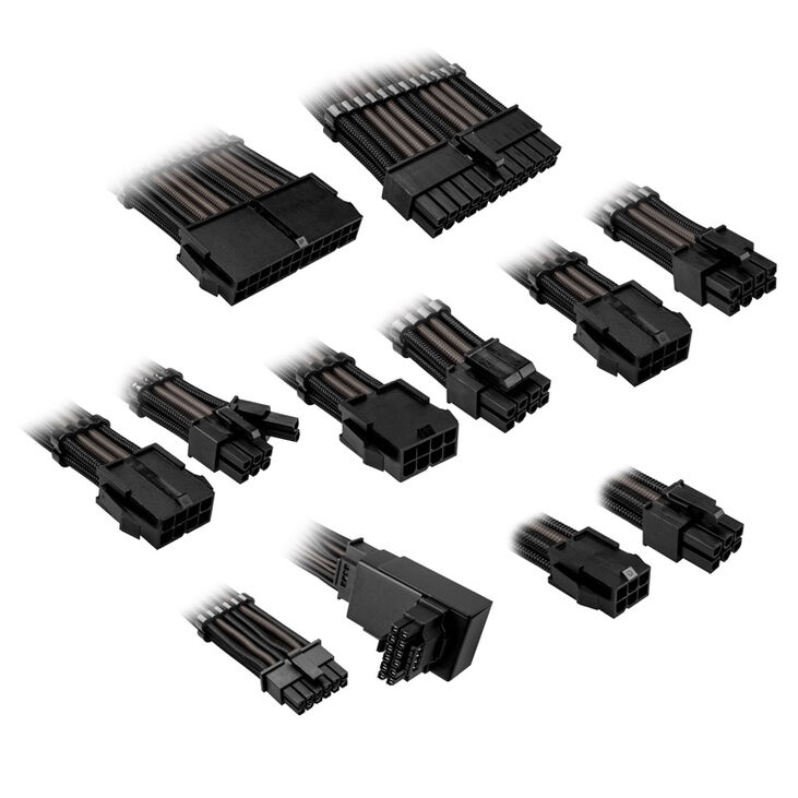 Kolink Core Pro Braided Cable Extension Kit 12V-2x6 Typ 1 - Jet Black/Gunmetal Grey image number 0