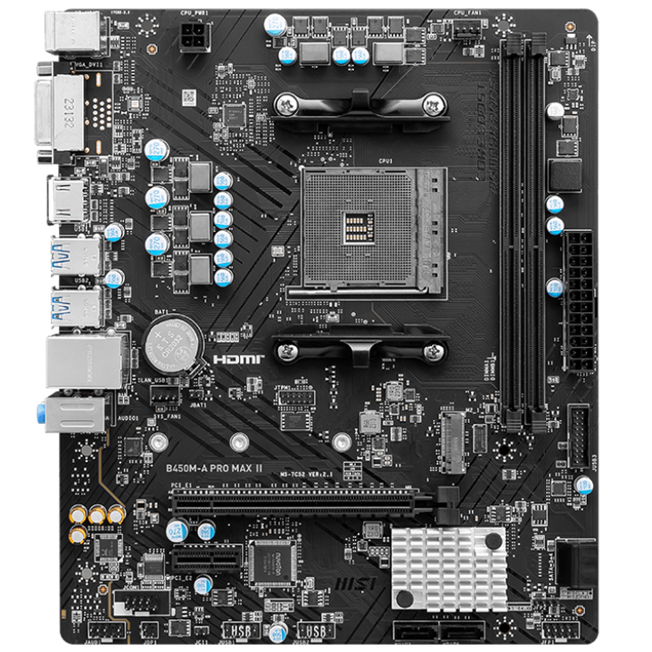 MSI B450M-A PRO Max II motherboard, Socket AM4, AMD B450, mATX, DDR4 image number 2