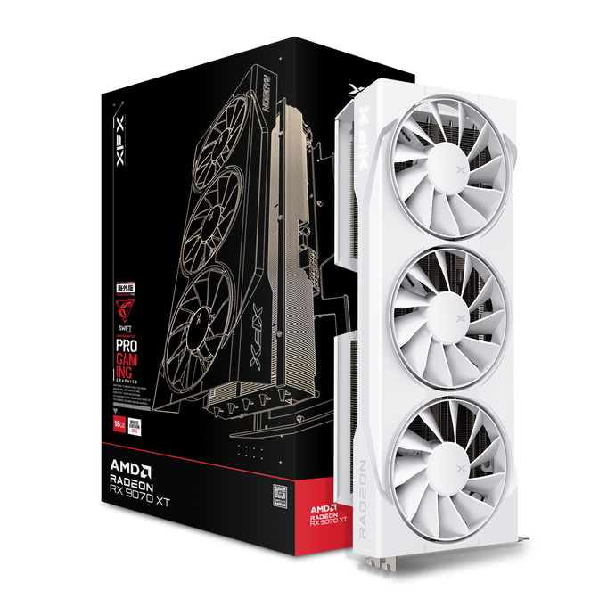 XFX Swift Radeon RX 9070 XT White Triple Fan Gaming Edition, 16384 MB GDDR6 image number 0