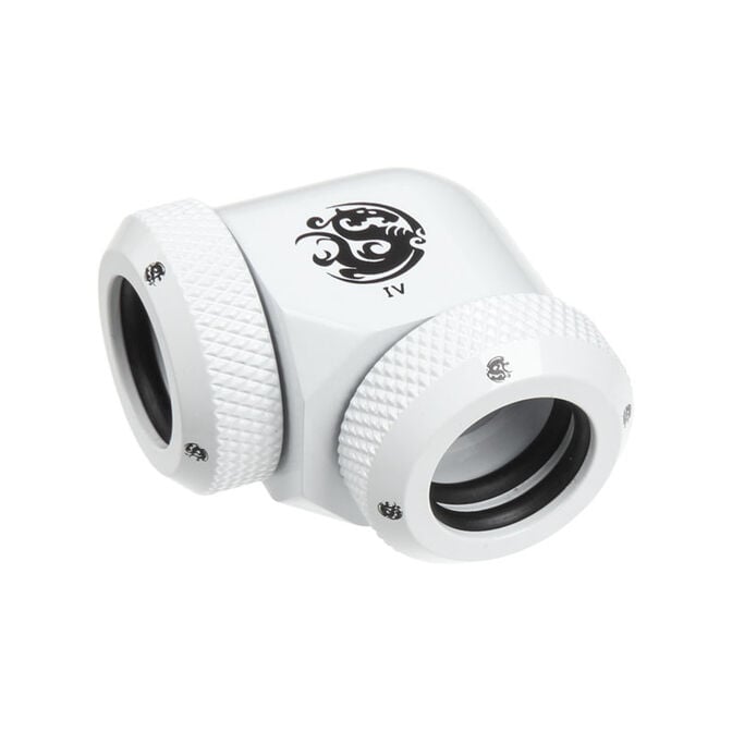 Bitspower Multi-Link Adapter 90 Degree 12mm OD to 12mm OD Hardtube - white image number 0