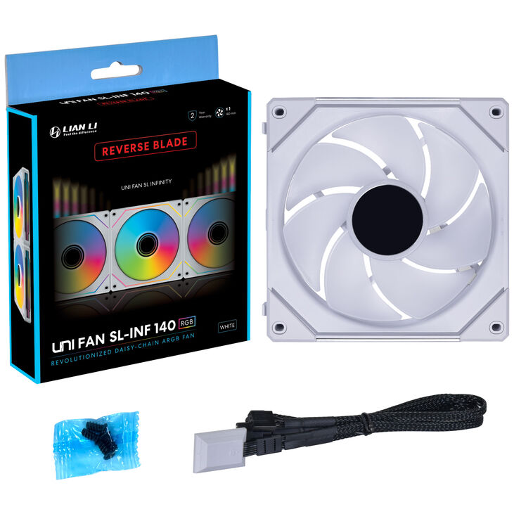 Lian Li UNI FAN SL-INF 140 ARGB Reverse Blade PWM Lüfter - 140mm, weiß image number 7