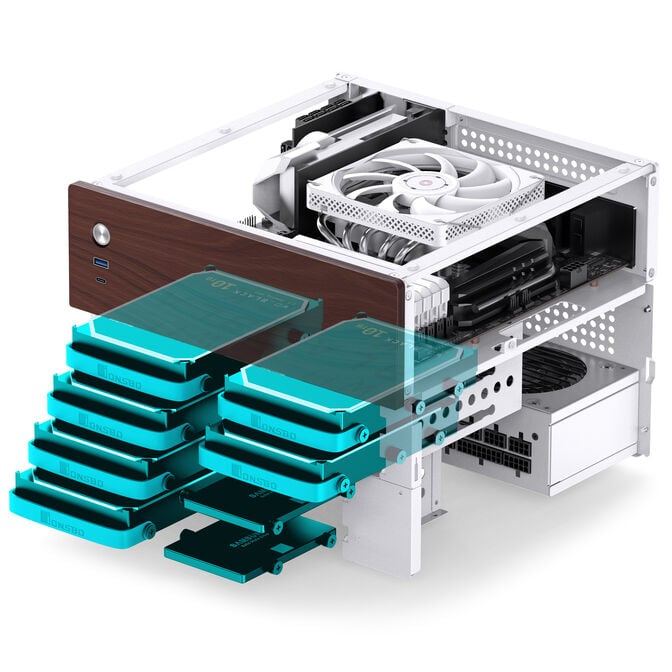 Jonsbo N4 NAS-Geh&auml;use, Micro-ATX - wei&szlig; image number 6