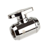 Bitspower Absperrhahn 2x IG 1/4 Zoll, silberner Griff - silver shining