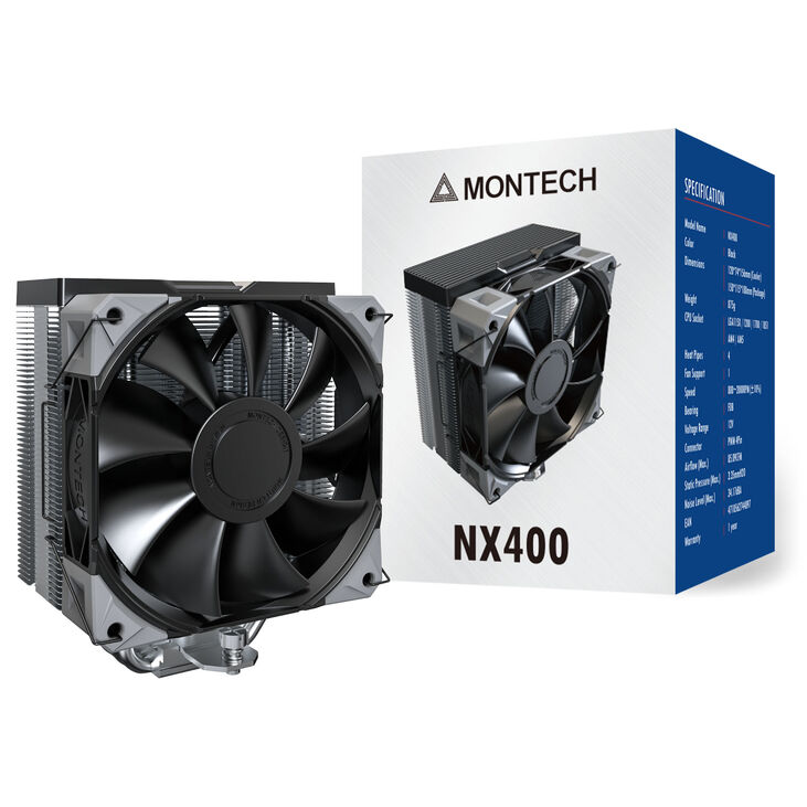 Montech NX400 Black CPU-cooler - 120mm, schwarz image number 6