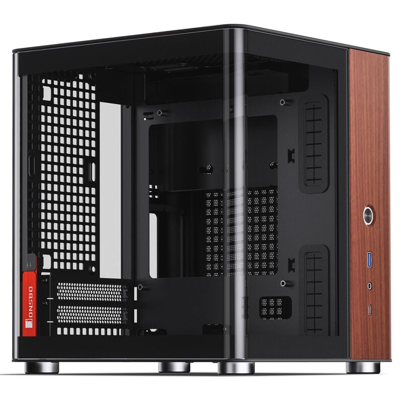 Jonsbo TK-0 PC Gehäuse, Mini-Tower, Mini-ITX, Tempered Glass, Holz - Schwarz