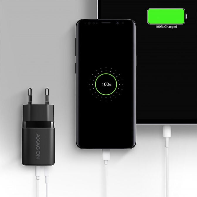 AXAGON ACU-PQ20 wall charger QC3.0/AFC/FCP + PD type-C, 20 W - black image number 1