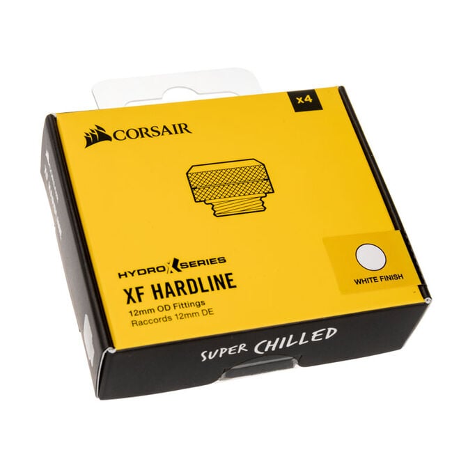 Corsair Hydro X Series XF Hardline fitting straight G1/4 inch to 12mm OD hard tube - 4 pack, white image number 3