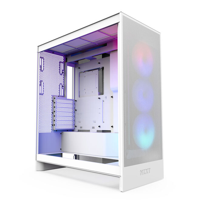 NZXT H7 Flow RGB PC Case, Mid Tower, E-ATX, RGB, Tempered Glass - White image number 0