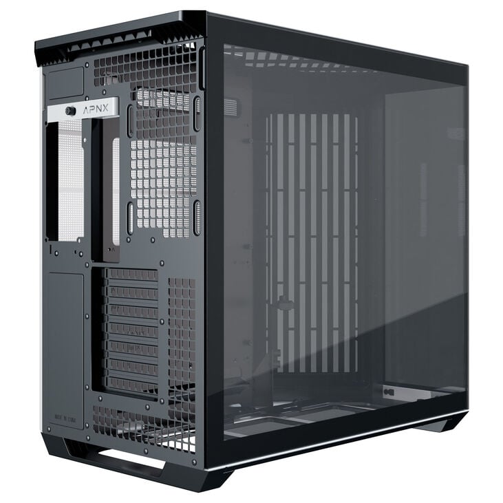 APNX V1 PC Case, Mid Tower, ATX, Tempered Glass – Wood, Black/White image number 6