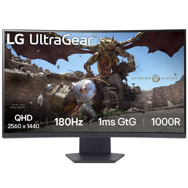 LG UltraGear 32GS60QC-B, 32 inch Curved Gaming Monitor, 180Hz, VA, AMD FreeSync image number 1