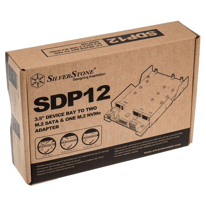 SilverStone SST-SDP12 - 3.5 Zoll f&uuml;r 2x M.2 SATA und 1x M.2 NVMe SSD Mounting Adapter Bracket image number 5
