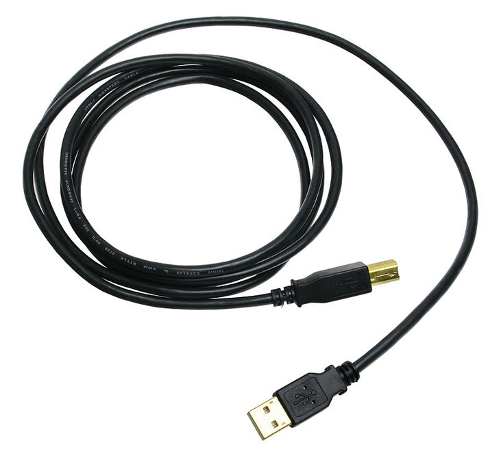 InLine USB 2.0 Kabel, A auf B, vergoldet, schwarz - 2m image number 1