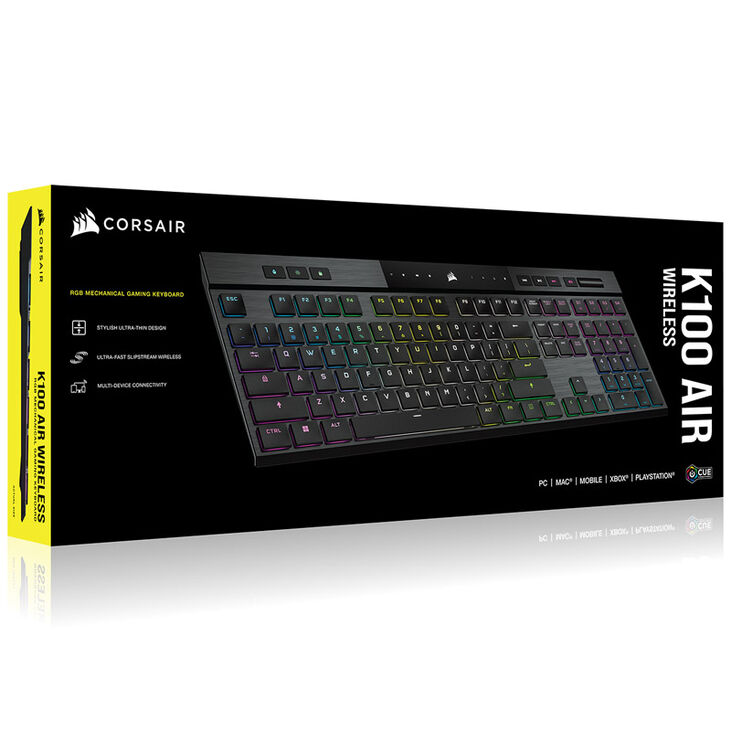 Corsair K100 RGB AIR Wireless Ultra-Thin Mechanical Gaming Keyboard, Cherry MX Speed - Black, DE image number 9