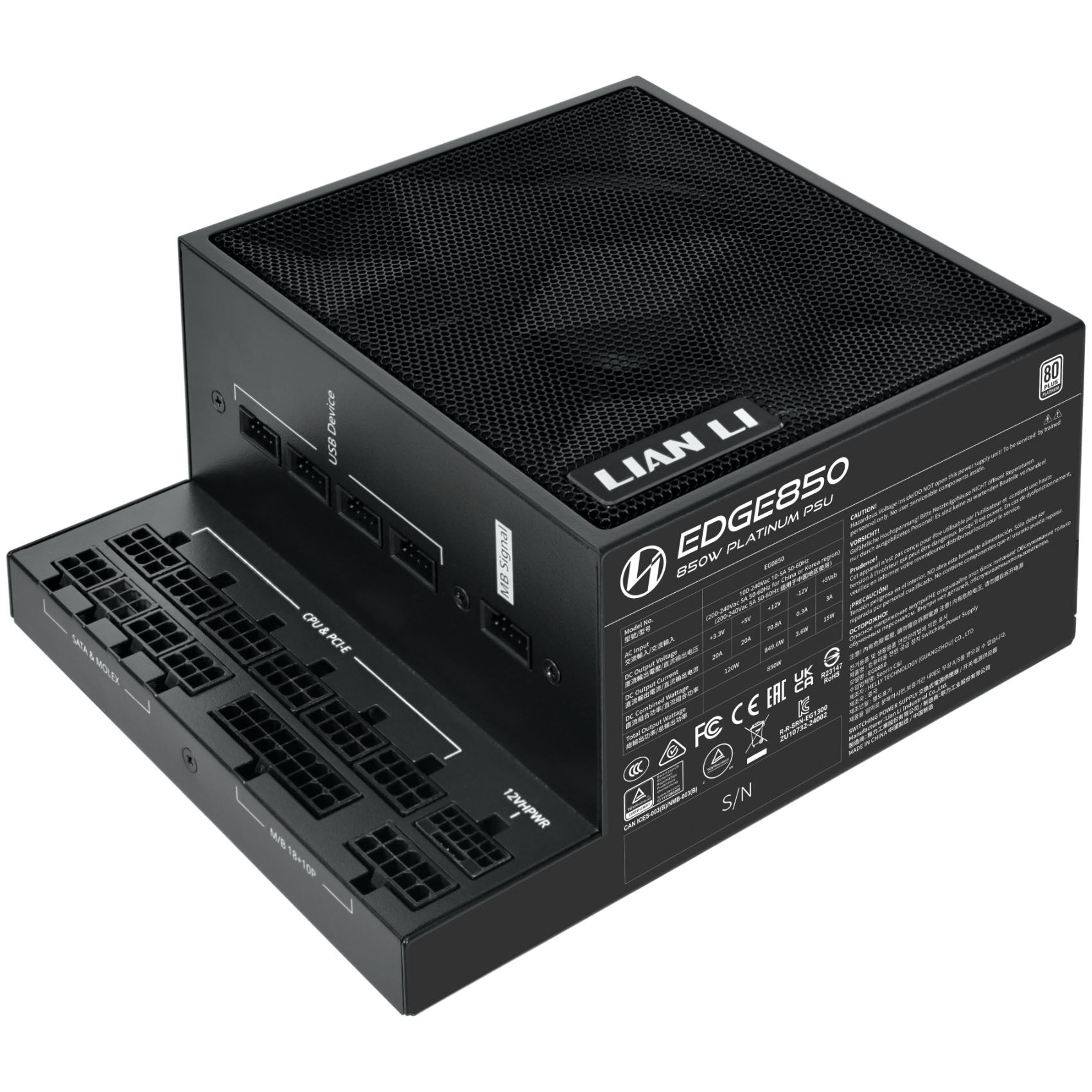 Lian Li EDGE EG0850 80 PLUS Platinum Power Supply, PCIe 5.1