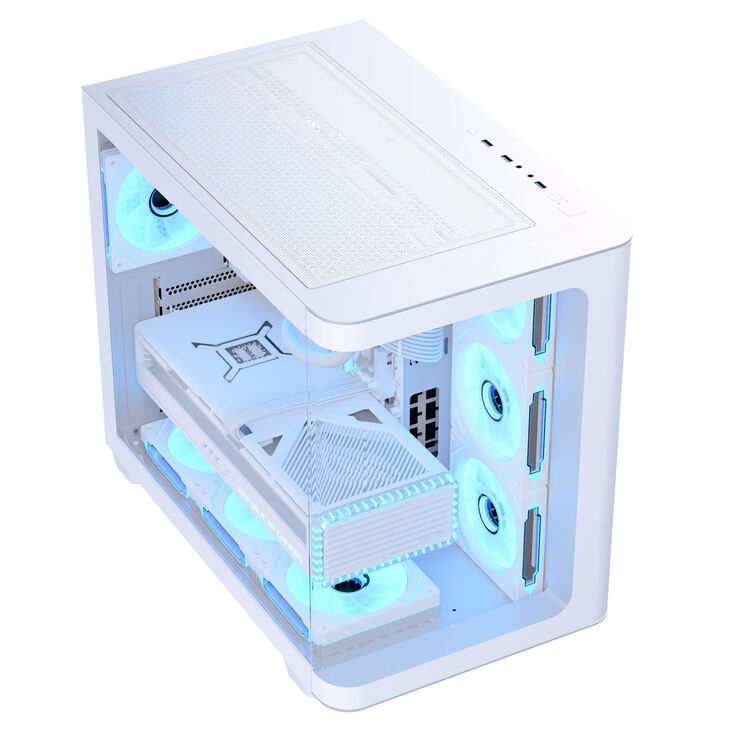 Aerocool P500C PC Case, Mid Tower, ATX, Tempered Glass - white image number 2