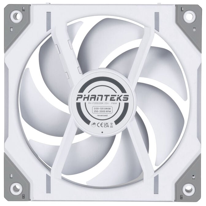 PHANTEKS D30 PWM Reverse Airflow D-RGB L&uuml;fter, 3er Pack - 120mm, wei&szlig; image number 4