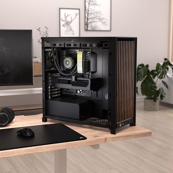 Corsair FRAME 5000D Wood RS PC-Geh&auml;use, Midi-Tower, E-ATX, Tempered Glass - inklusive 3x L&uuml;fter, schwarz, Holz image number 4