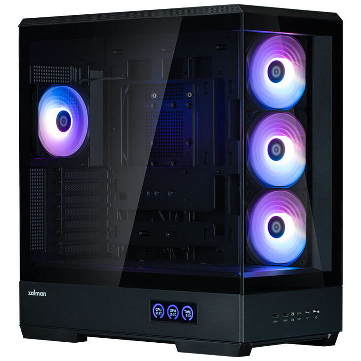 Zalman P50 DS PC Case, Mid Tower, ATX, RGB, Tempered Glass - Black image number 0