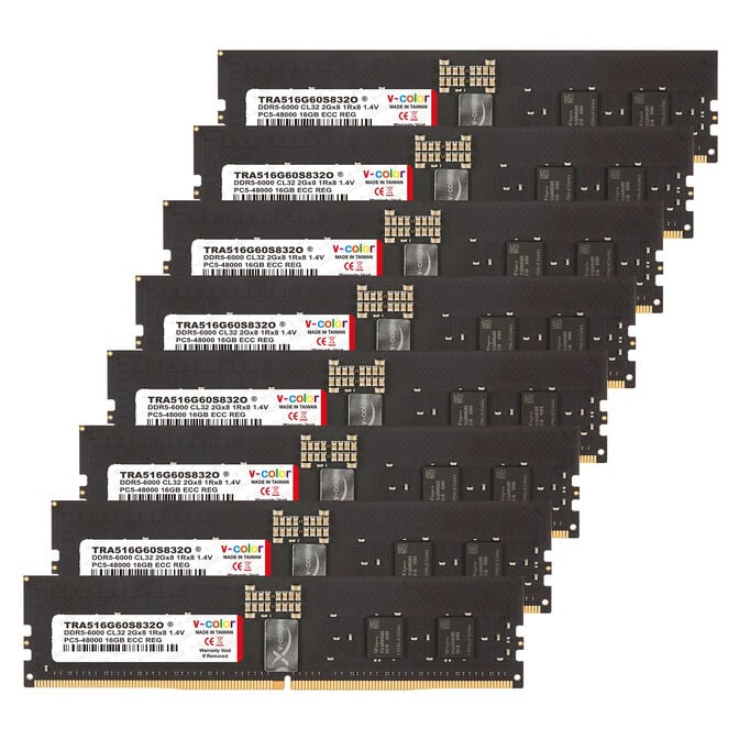 V-Color OC R-DIMM DDR5-6000 RAM, CL32, EXPO - 128 GB Octa-Kit, black image number 0
