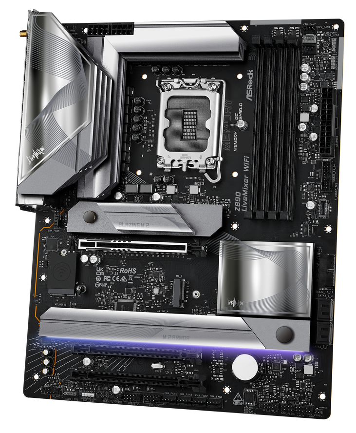 ASRock Z890 LiveMixer WiFi, Intel Z890 Mainboard, Sockel LGA 1851, Intel Z890, ATX, DDR5 image number 2
