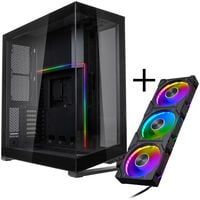 Phanteks NV7 E-ATX case, Tempered Glass, ARGB + D30 PWM Regular Airflow D-RGB Fans, 3-pack - 120mm, black