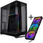 Phanteks NV7 E-ATX case, Tempered Glass, ARGB + D30 PWM Regular Airflow D-RGB Fans, 3-pack - 120mm, black