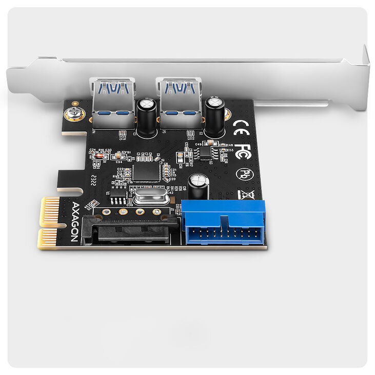 AXAGON PCEU-232RS expansion card, PCIe 4.0 x1, 4x USB 3.0, 2x internal - black image number 3