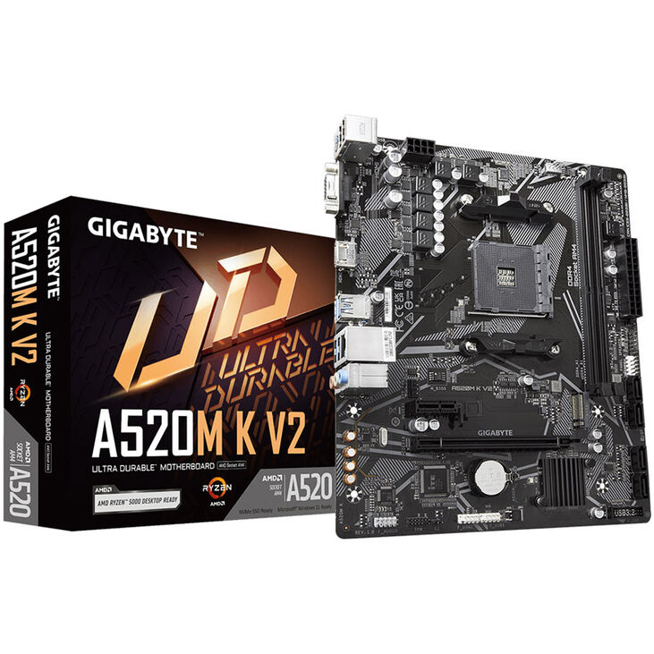 GIGABYTE A520M K V2 Motherboard, Socket AM4, AMD A520, Micro-ATX, DDR4 image number 0