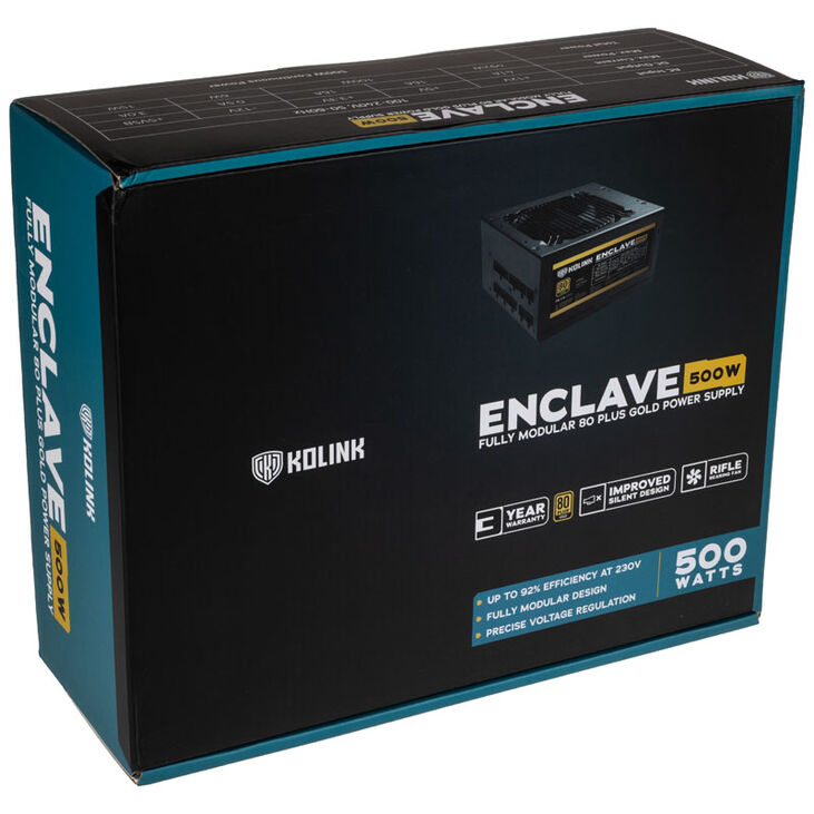 Kolink Enclave 80 PLUS Gold Netzteil, modular - 500 Watt mit Kaltgerätekabel image number 7