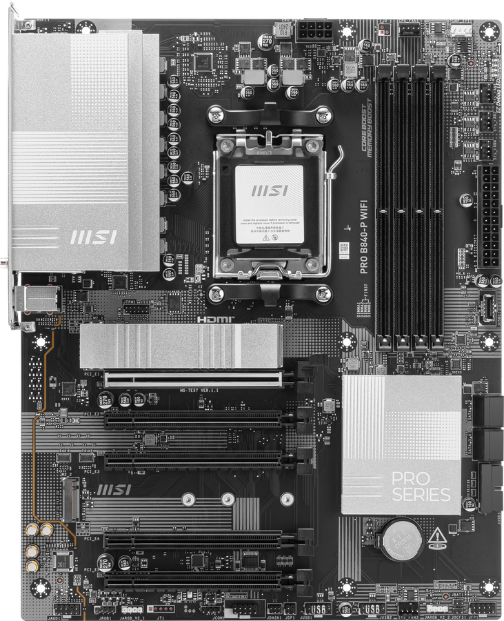 MSI PRO B840-P WiFi motherboard, Socket AM5, AMD B840, ATX, DDR5 image number 1