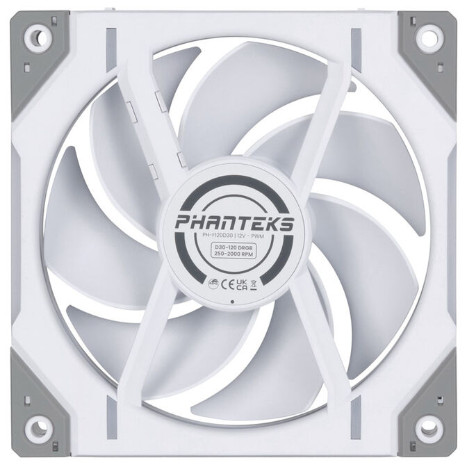 PHANTEKS D30 PWM Regular Airflow D-RGB L&uuml;fter, 3er Pack - 120mm, wei&szlig; image number 4