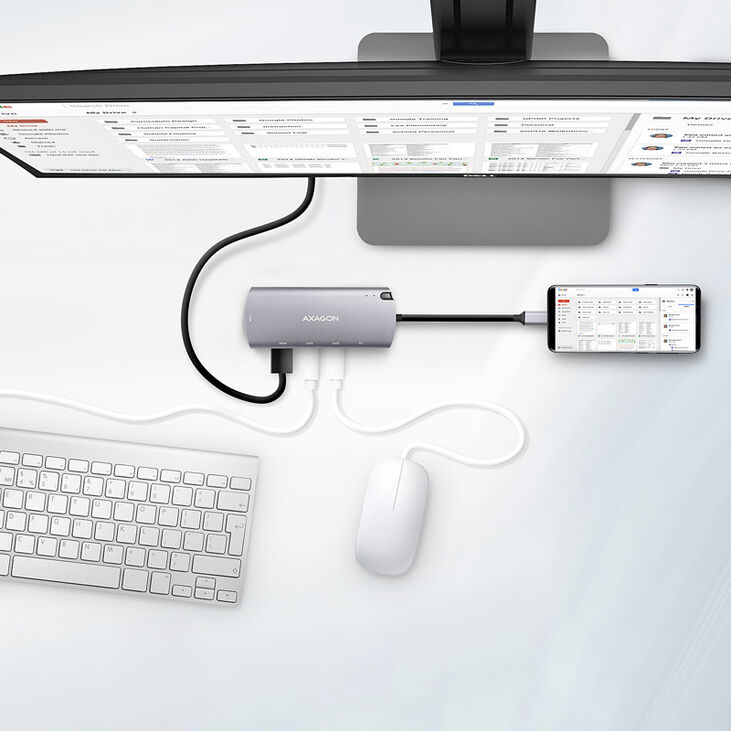 AXAGON HMC-6M2 Multiport-Hub, USB 3.0, M.2-SATA, HDMI, Gbit-LAN, 2x USB-A, 1x USB-C image number 3