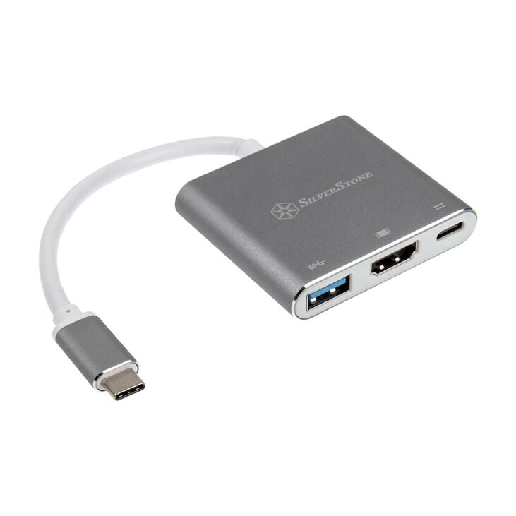 SilverStone SST-EP08C - USB 3.1 Typ-C Adapter auf HDMI/USB Type C/USB Type A - silber image number 0