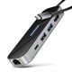 AXAGON HMC-6GLN USB Hub, 2x USB-A, 1x USB-C, 1x HDMI 2.0, 1x RJ45, 100W PD – silver