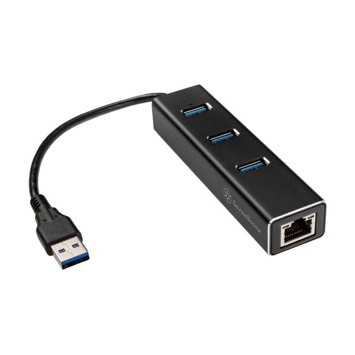 SilverStone SST-EP04 3-Port USB 3.0 Hub mit Gigabit Ethernet - schwarz image number 0