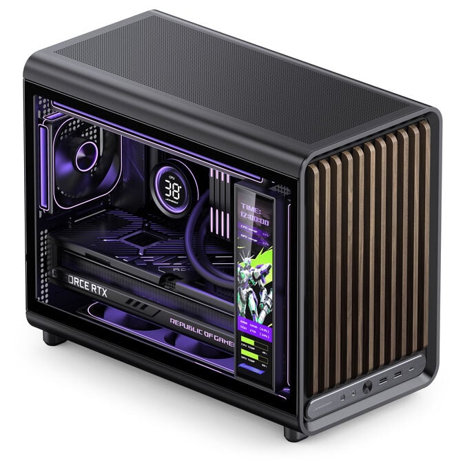 Jonsbo D33 Wood PC Case, Mini Case, mATX, Tempered Glass - Black, Wood image number 7