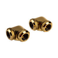 Corsair Hydro X Series XF Hardline Adapter 90 Degree 12mm OD to 12mm OD Hardtube - 2 Pack, gold