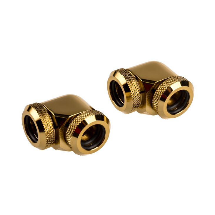 Corsair Hydro X Series XF Hardline Adapter 90 Degree 12mm OD to 12mm OD Hardtube - 2 Pack, gold image number 0