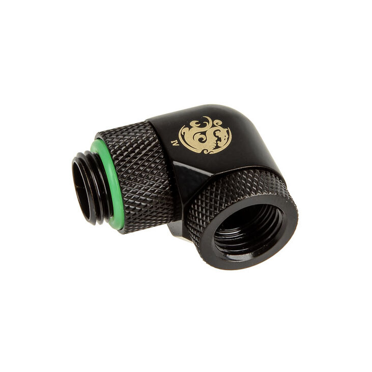 Bitspower Adapter 90 Grad G1/4 Zoll AG auf G1/4 Zoll IG - beidseitig drehbar, schwarz matt image number 1