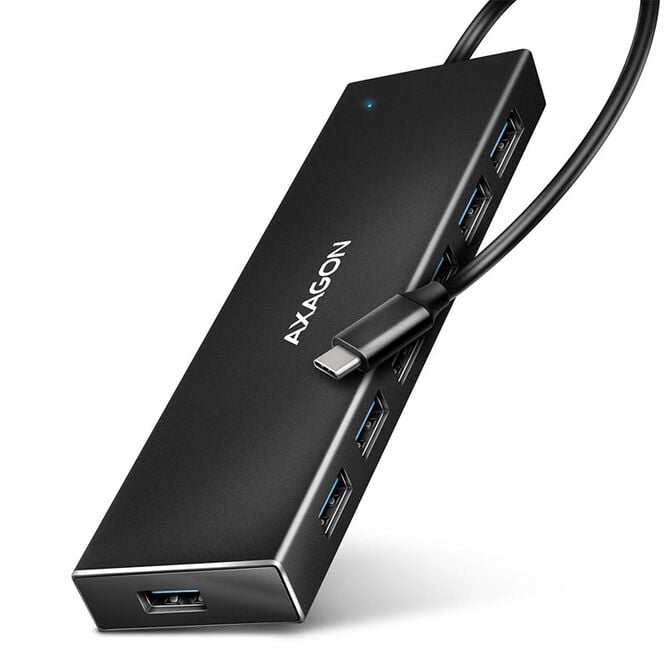 AXAGON HUE-F7C 7x USB 3.2 Gen 1 Aluminium Flat Hub, 30 cm USB-C cable image number 0