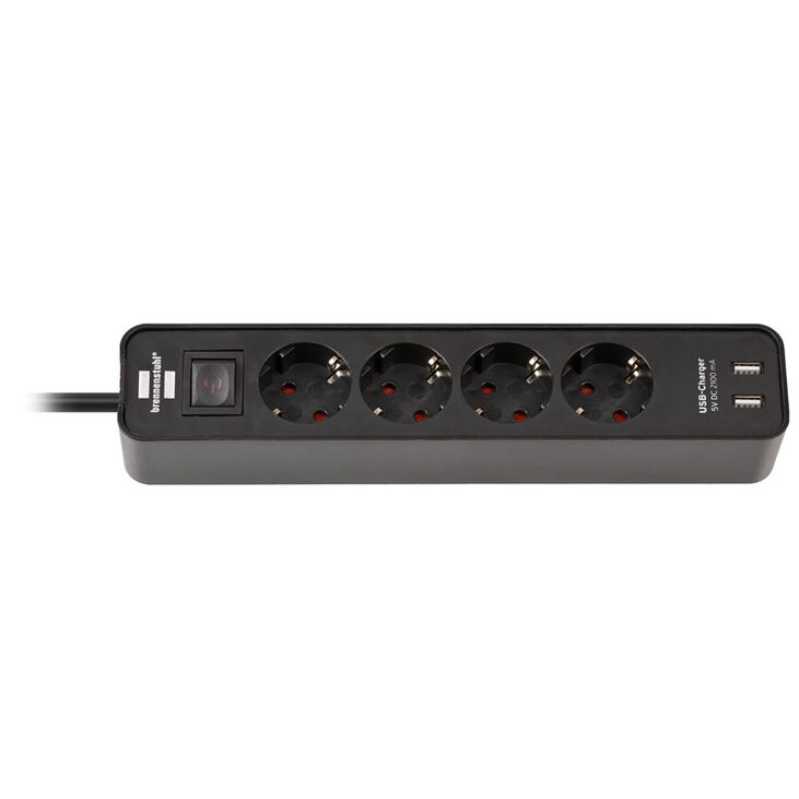 Brennenstuhl Ecolor Steckdosenleiste, 4-fach, USB-Ladefunktion - schwarz image number 0