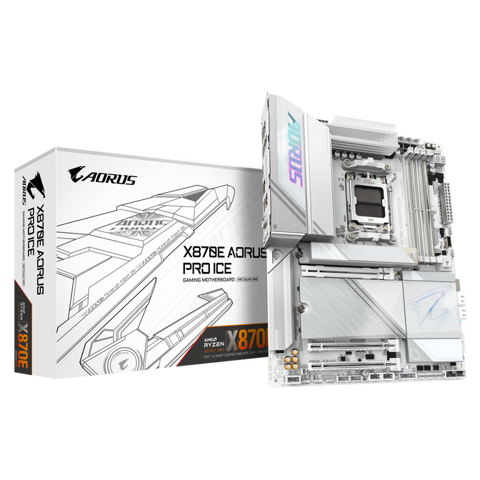 Gigabyte X870E AORUS PRO ICE Mainboard, Sockel AM5, AMD X870E, ATX, DDR5 image number 0