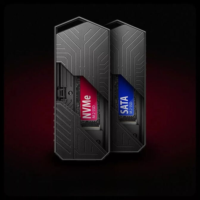 AXAGON EEM2-GAM M.2-NVMe/SATA Enclosure, USB-C 3.1, 10Gbps - Aluminium, black image number 3