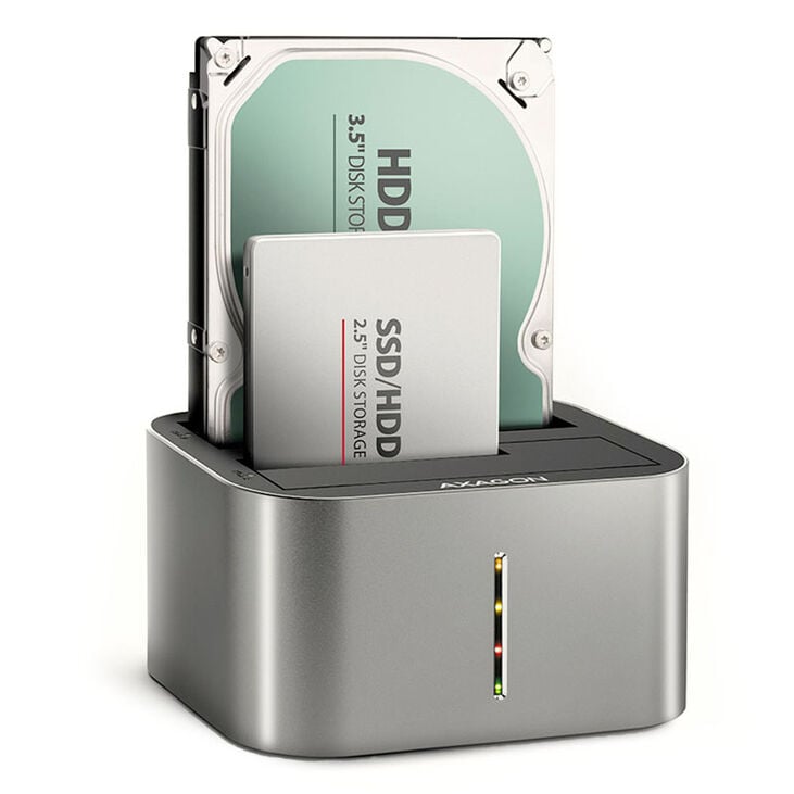 AXAGON ADSA-DC USB3.2 Gen1 - 2x SATA 6G CLONE DUAL HDD Dock Station ASMedia image number 0