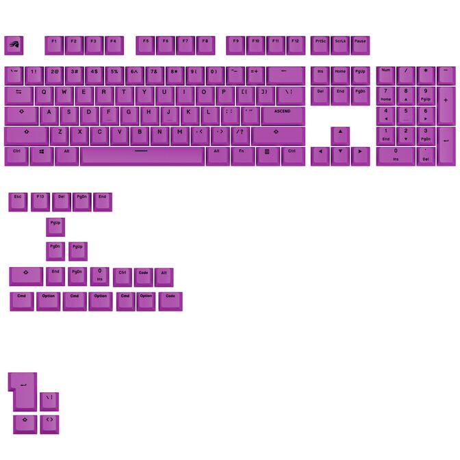 Glorious GPBT Basics Keycaps, ANSI Layout (US), PBT, Doubleshot - Epic Purple image number 0