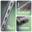 AXAGON HMC-10HLS Multiport-Hub, 4x USB-A und 2x USB-C, HDMI 4K/60Hz, RJ-45, SD/microSD, PD 100W image number null