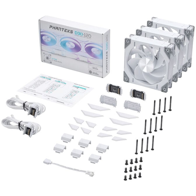 PHANTEKS D30 PWM Reverse Airflow D-RGB L&uuml;fter, 3er Pack - 120mm, wei&szlig; image number 9