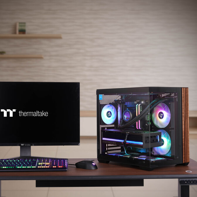 Thermaltake View 380 WS ARGB PC Case, Mid Tower, ATX, ARGB, Tempered Glass - Black image number 1