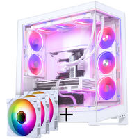 PHANTEKS NV-Series NV9 MK2 PC case, EATX, DRGB, Tempered Glass - white + M25 Gen2 PWM D-RGB fan 3-pack - Reverse Blade, 140mm, white + DRGB kit